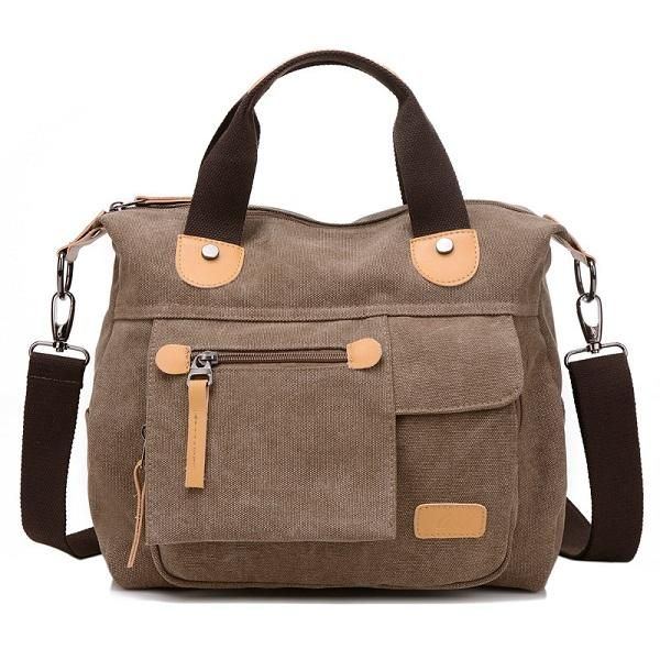 Damen Canvas Casual Große Kapazität Funktionelle Multi Pocket Handtasche Umhängetasche Umhängetasche