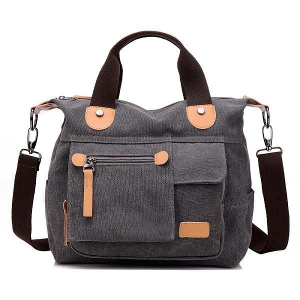 Damen Canvas Casual Große Kapazität Funktionelle Multi Pocket Handtasche Umhängetasche Umhängetasche