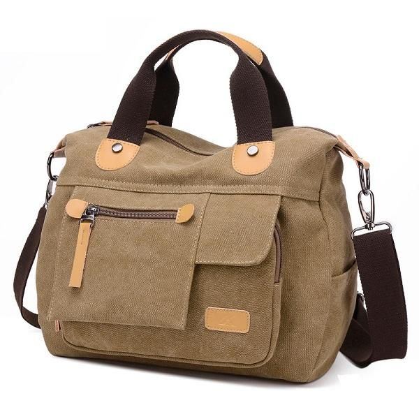 Damen Canvas Casual Große Kapazität Funktionelle Multi Pocket Handtasche Umhängetasche Umhängetasche