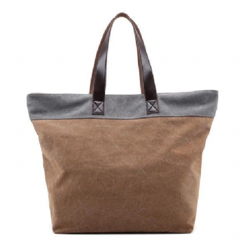 Damen Canvas Hit Color Einkaufstasche Lässige Handtasche Umhängetasche