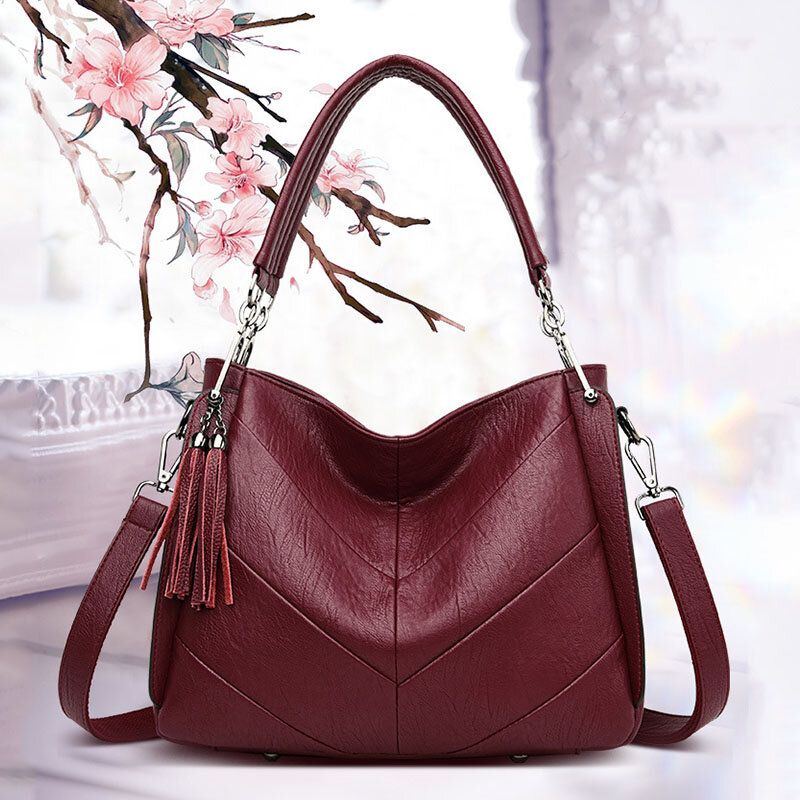 Damen Einkaufstasche Mit Fester Quaste Große Kapazität Crossbody Tasche Handtasche