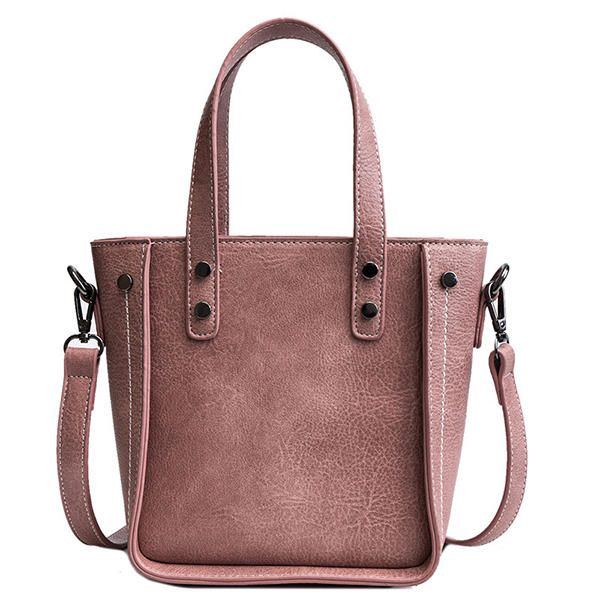 Damen Faux Leather Bucket Bag Feste Freizeithandtasche