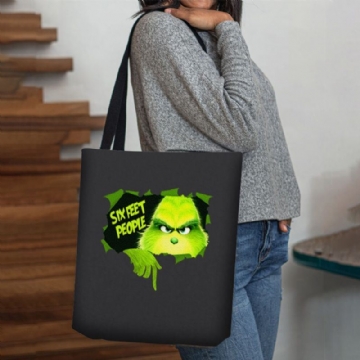 Damen Filz Niedliche Cartoon Grüne Monster Muster Umhängetasche Handtasche Tote