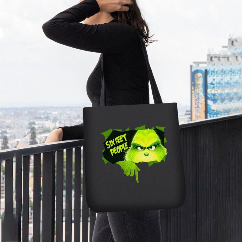 Damen Filz Niedliche Cartoon Grüne Monster Muster Umhängetasche Handtasche Tote