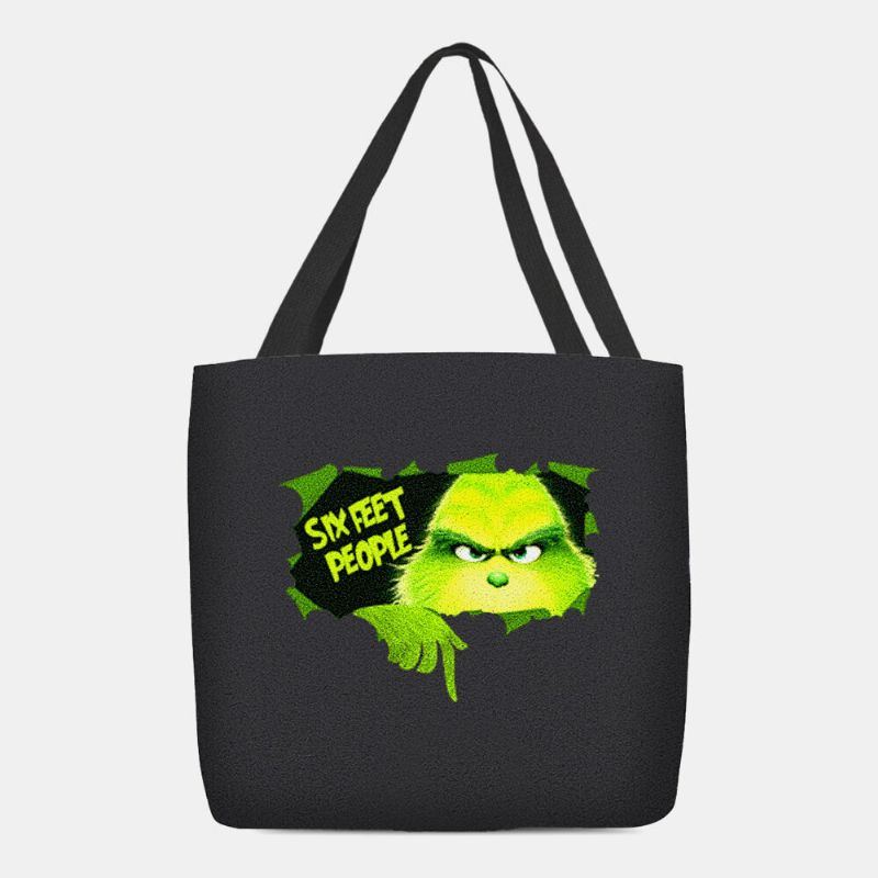 Damen Filz Niedliche Cartoon Grüne Monster Muster Umhängetasche Handtasche Tote