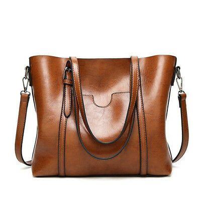 Damen Große Retro Handtasche Leder Einkaufstasche Umhängetasche Schultertasche