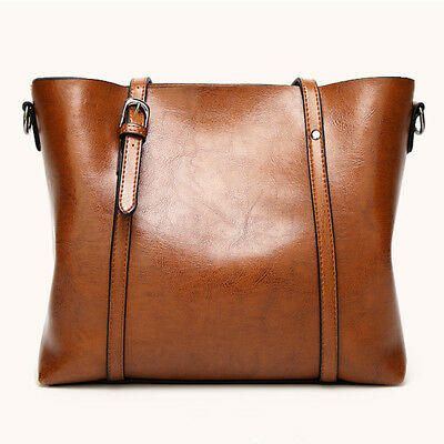 Damen Große Retro Handtasche Leder Einkaufstasche Umhängetasche Schultertasche