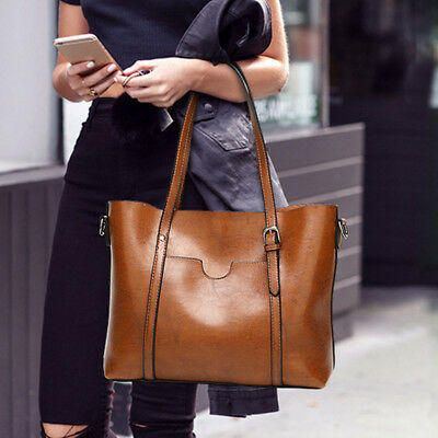 Damen Große Retro Handtasche Leder Einkaufstasche Umhängetasche Schultertasche