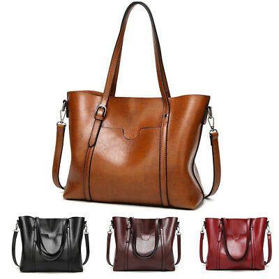 Damen Große Retro Handtasche Leder Einkaufstasche Umhängetasche Schultertasche