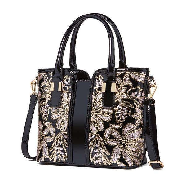 Damen Handtasche Aus Lackleder Mit Pailletten