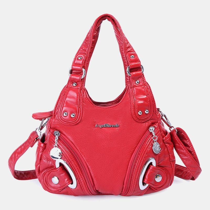 Damen Handtasche Aus Weichem Leder Solide Handtasche Umhängetasche