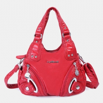 Damen Handtasche Aus Weichem Leder Solide Handtasche Umhängetasche