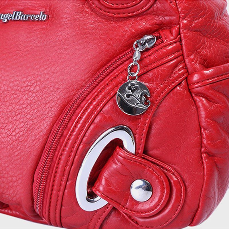 Damen Handtasche Aus Weichem Leder Solide Handtasche Umhängetasche