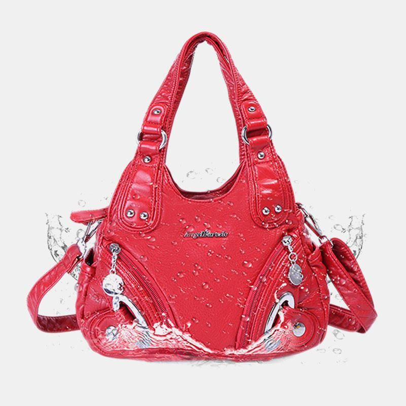 Damen Handtasche Aus Weichem Leder Solide Handtasche Umhängetasche