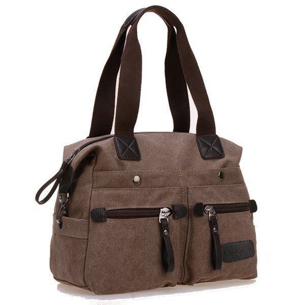 Damen Herren Canvas Multi Pocket Handtaschen Casual Kissen Schulter Umhängetaschen