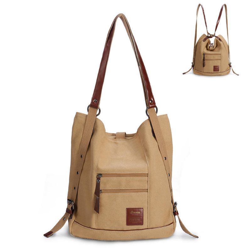 Damen Multi Carry Casual Canvas Handtasche Umhängetasche Satchel Rucksack