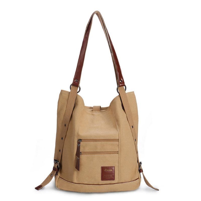 Damen Multi Carry Casual Canvas Handtasche Umhängetasche Satchel Rucksack