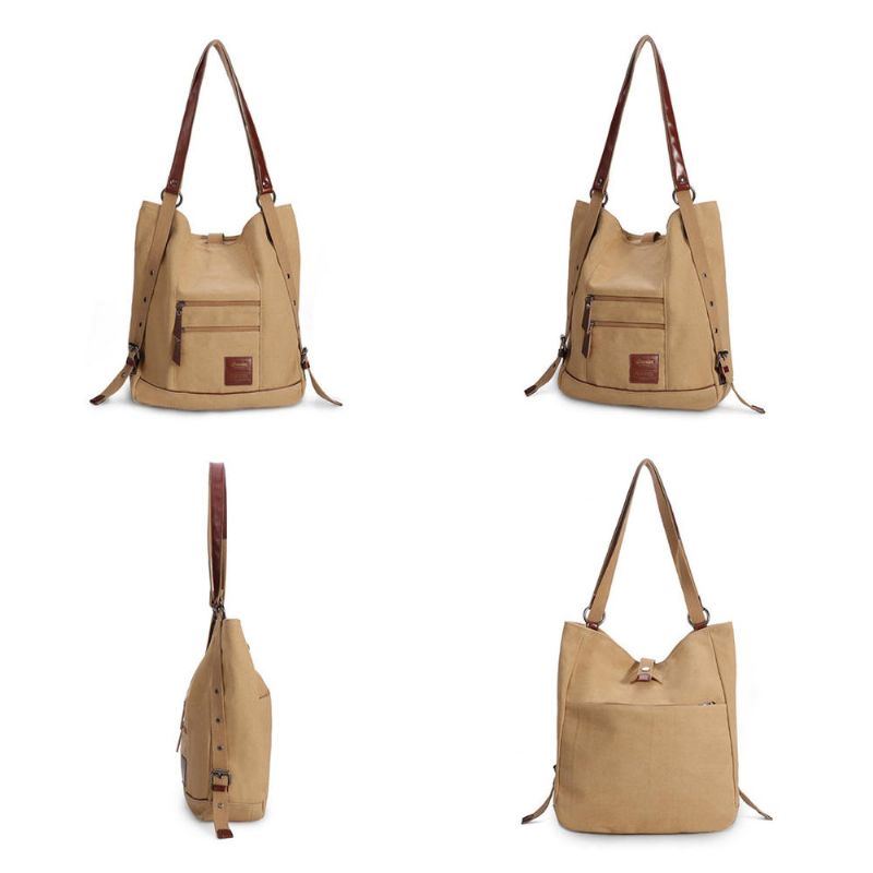 Damen Multi Carry Casual Canvas Handtasche Umhängetasche Satchel Rucksack