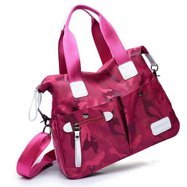 Damen Nylon Camouflage Tote Handtaschen Vordertaschen Umhängetaschen Umhängetaschen