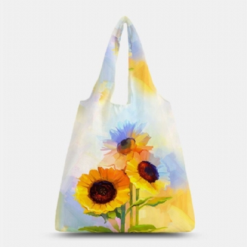 Damen Nylon Tie Dye Sunflower Muster Print Sommertasche Umhängetasche Handtasche Tote