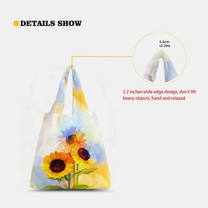 Damen Nylon Tie Dye Sunflower Muster Print Sommertasche Umhängetasche Handtasche Tote