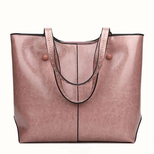 Damen Oil Leather Tote Bag Retro Umhängetasche