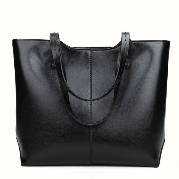 Damen Oil Leather Tote Bag Retro Umhängetasche