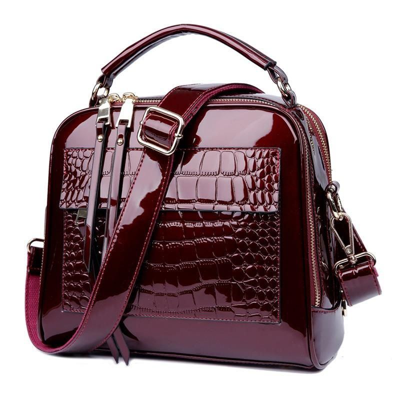 Damen Patent Leather Seashell Bag Portable Diagonal Bag