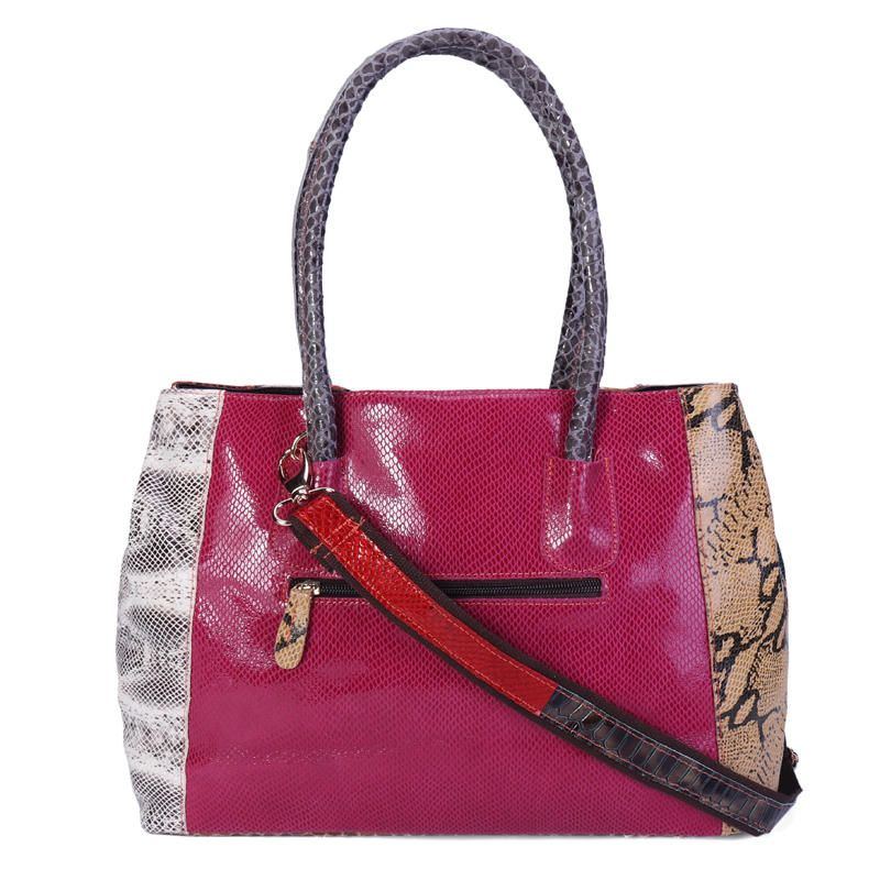 Damen Schultertasche Aus Echtem Leder Im Patchwork Stil