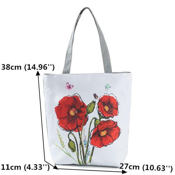 Damen Tuschemalerei Blume Canvas Handtaschendruck Umhängetasche