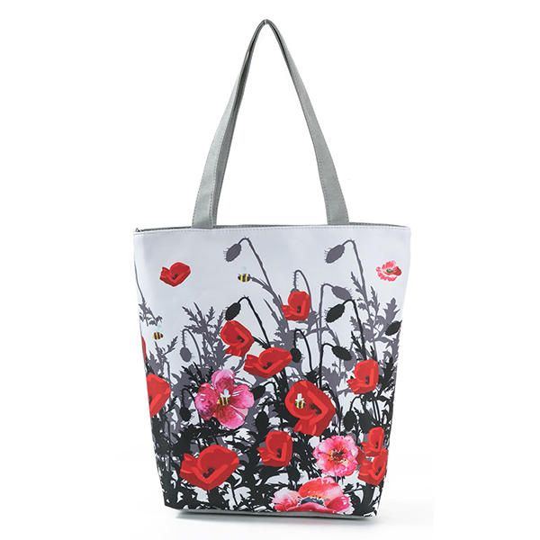 Damen Tuschemalerei Blume Canvas Handtaschendruck Umhängetasche