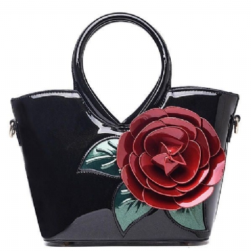 Farbige Blumenhandtasche Aus Lackleder Für Damen