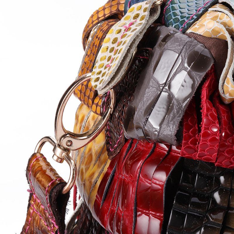 Damen Böhmische Große Kapazität Echtes Leder Handtasche Patchwork Handgemachte Umhängetaschen