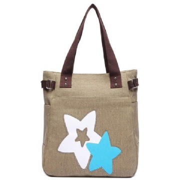 Damen Canvas Star Tote Handtaschen Lässige Umhängetaschen Kapazität Einkaufstaschen