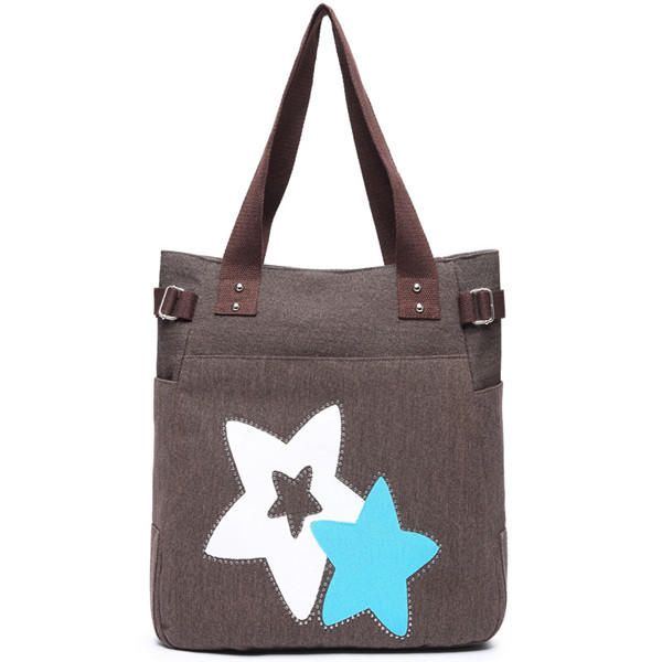 Damen Canvas Star Tote Handtaschen Lässige Umhängetaschen Kapazität Einkaufstaschen