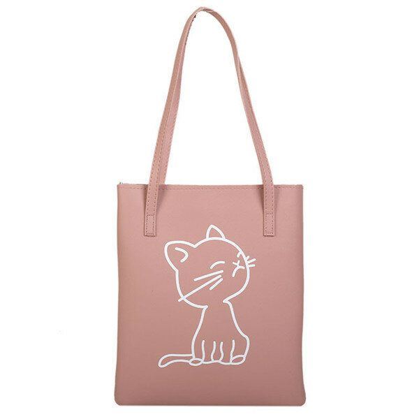 Damen Cartoon Print Handtasche Umhängetasche Mit Großer Kapazität