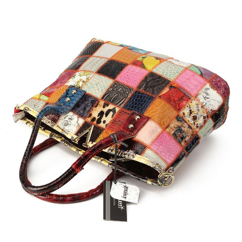 Damen Echtes Leder Weinlese Taschen Handtasche Große Kapazitäts Nähte Crossbody Tasche