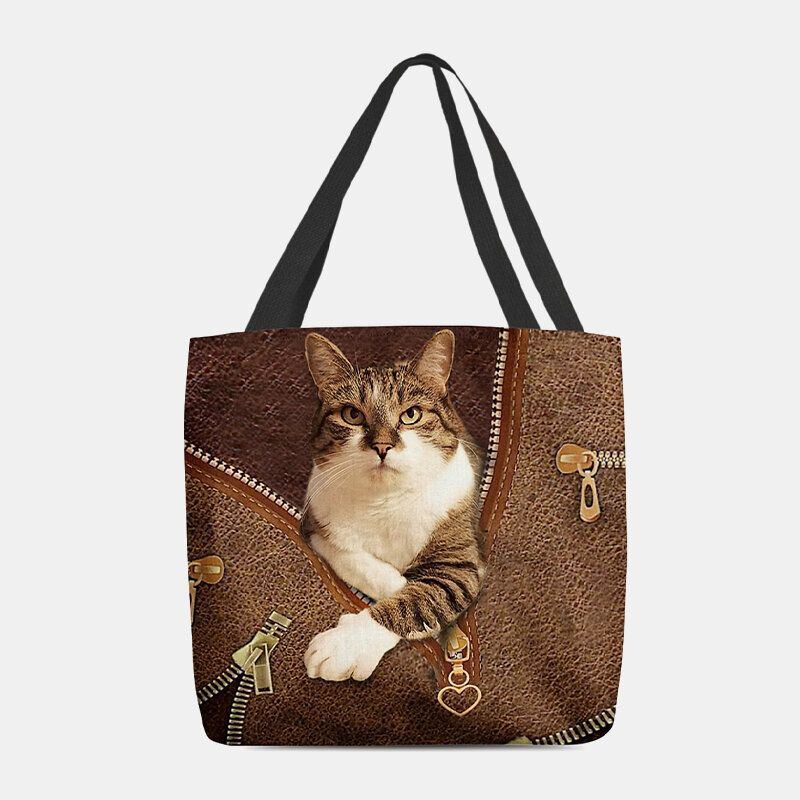 Damen Fühlten Sich Niedlich 3d Dreidimensionale Cartoon Katze Muster Umhängetasche Handtasche Tote