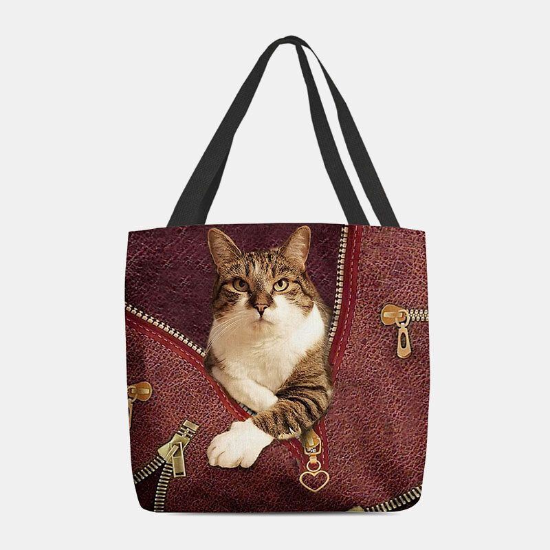 Damen Fühlten Sich Niedlich 3d Dreidimensionale Cartoon Katze Muster Umhängetasche Handtasche Tote