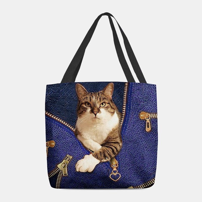 Damen Fühlten Sich Niedlich 3d Dreidimensionale Cartoon Katze Muster Umhängetasche Handtasche Tote