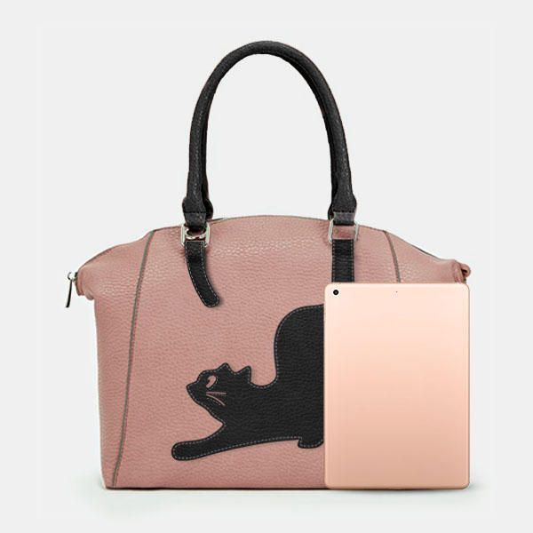 Damen Kunstleder Art Und Weisegroße Kapazitäts Katzen Taschen Handtasche