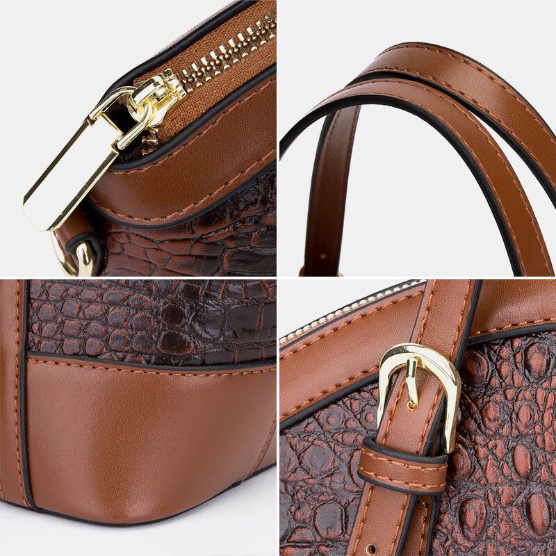 Damen Kunstleder Mode Alligator Große Kapazität Multi Carry Patchwork Handtasche Umhängetasche