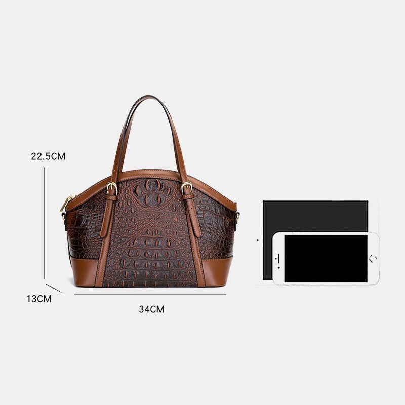 Damen Kunstleder Mode Alligator Große Kapazität Multi Carry Patchwork Handtasche Umhängetasche