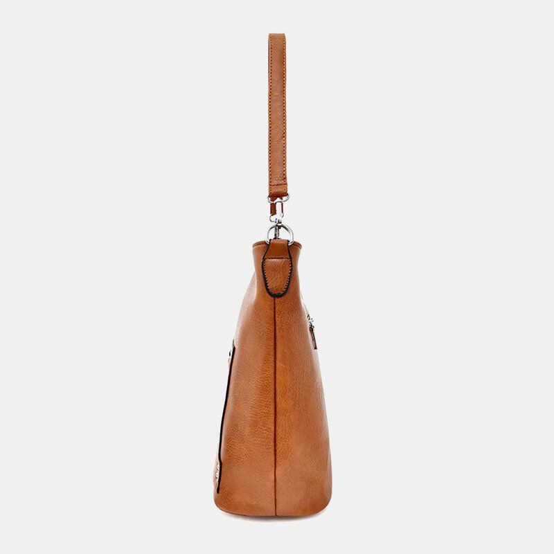 Damen Kunstleder Retro Große Kapazität Umhängetasche Handtasche Tote