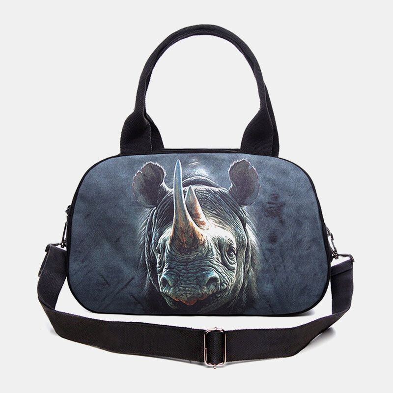 Damen Leinwand 3d Dreidimensionale Süße Katze Tierdruck Casual Cartoon Handtasche Umhängetasche Satchel Bag