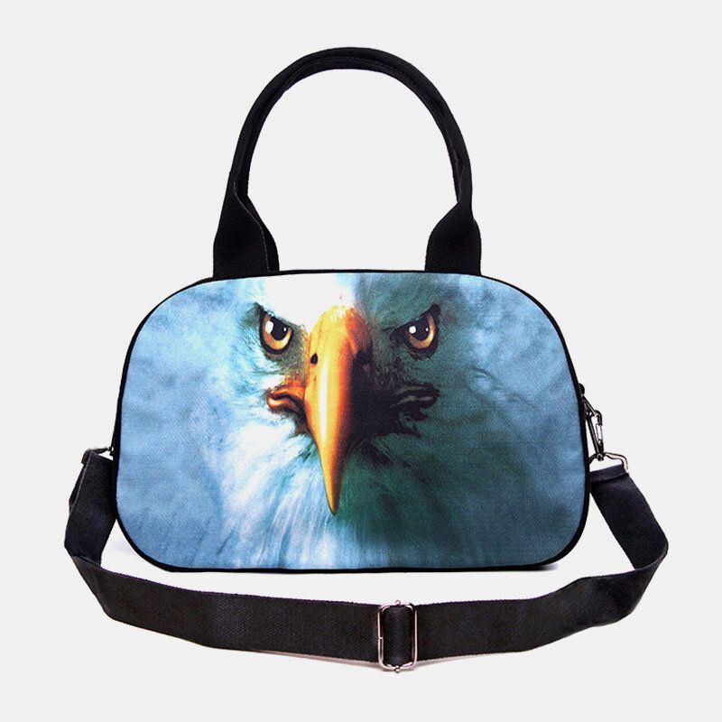 Damen Leinwand 3d Dreidimensionale Süße Katze Tierdruck Casual Cartoon Handtasche Umhängetasche Satchel Bag