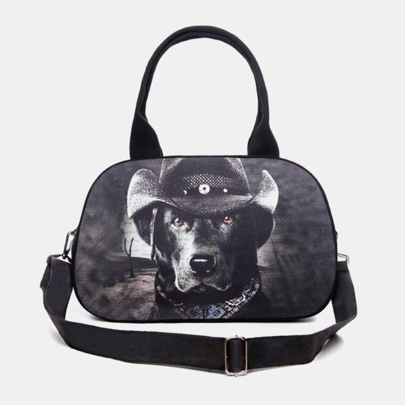 Damen Leinwand 3d Dreidimensionale Süße Katze Tierdruck Casual Cartoon Handtasche Umhängetasche Satchel Bag