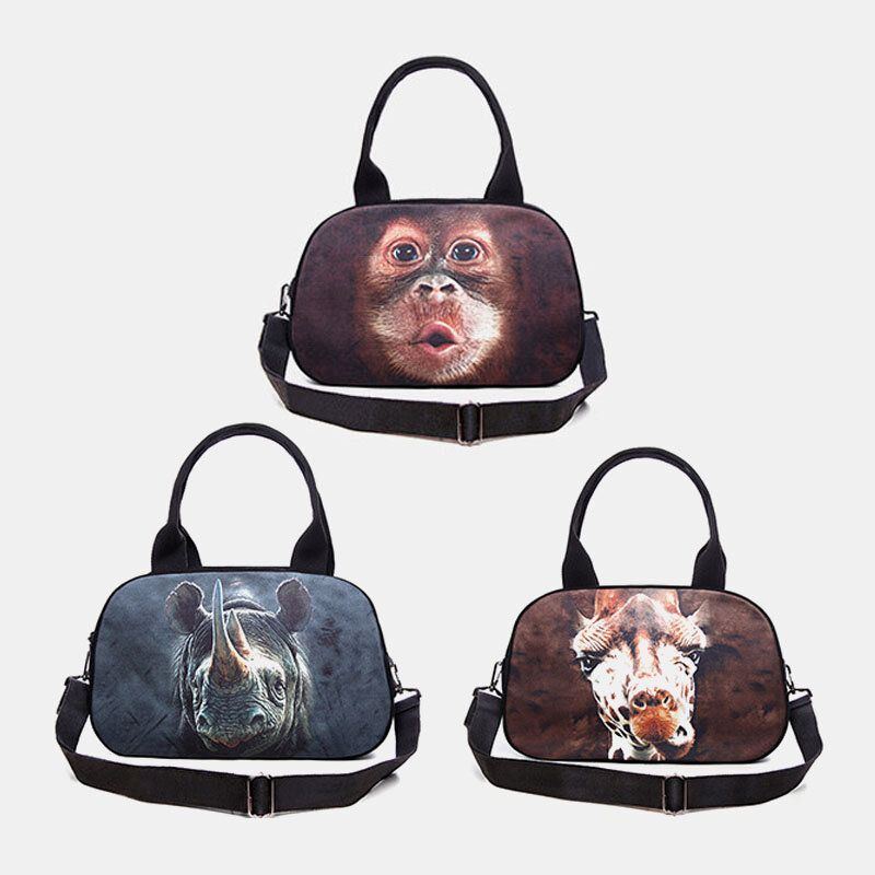 Damen Leinwand 3d Dreidimensionale Süße Katze Tierdruck Casual Cartoon Handtasche Umhängetasche Satchel Bag