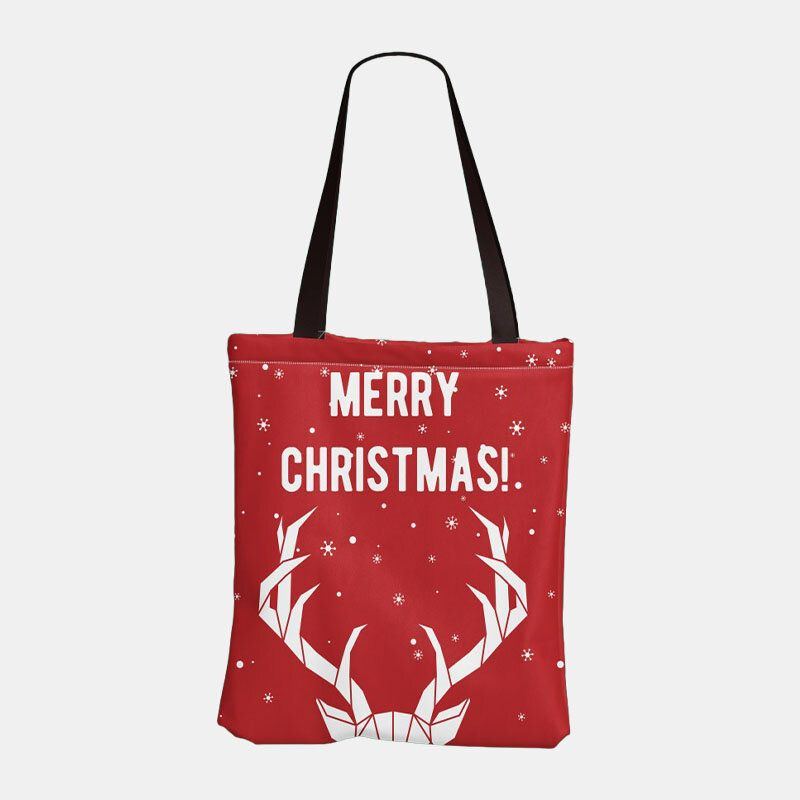 Damen Leinwand Festlich Weihnachten Elch Weihnachtsmann Druck Muster Täglich Lässig Handtasche Schultertasche