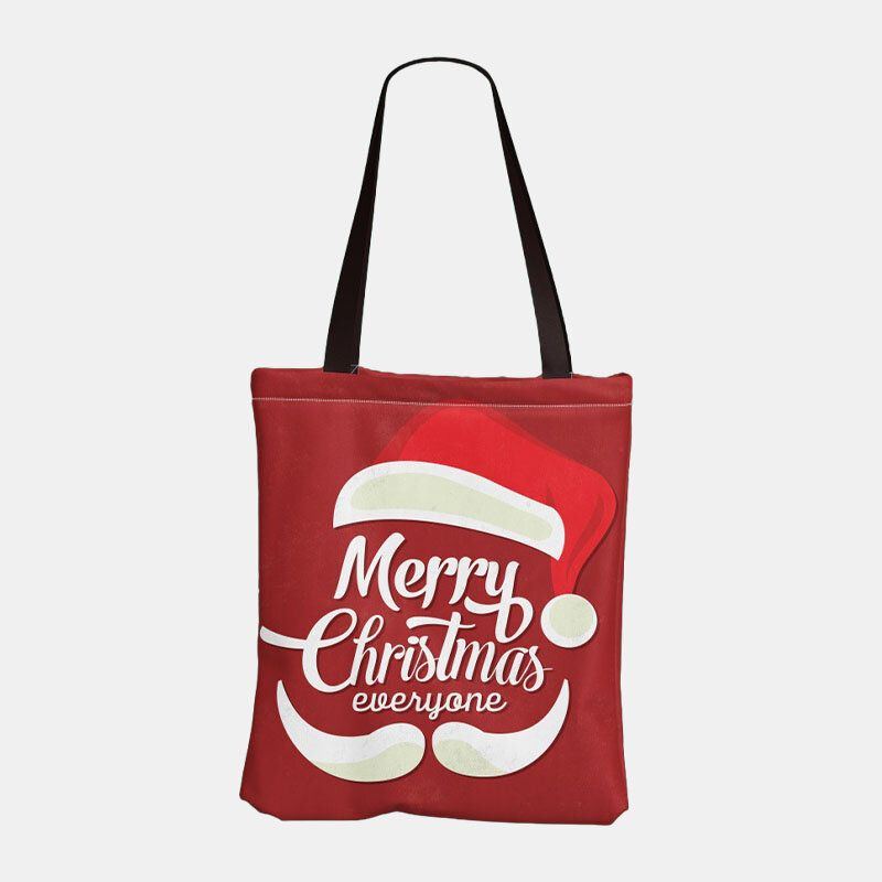 Damen Leinwand Festlich Weihnachten Elch Weihnachtsmann Druck Muster Täglich Lässig Handtasche Schultertasche